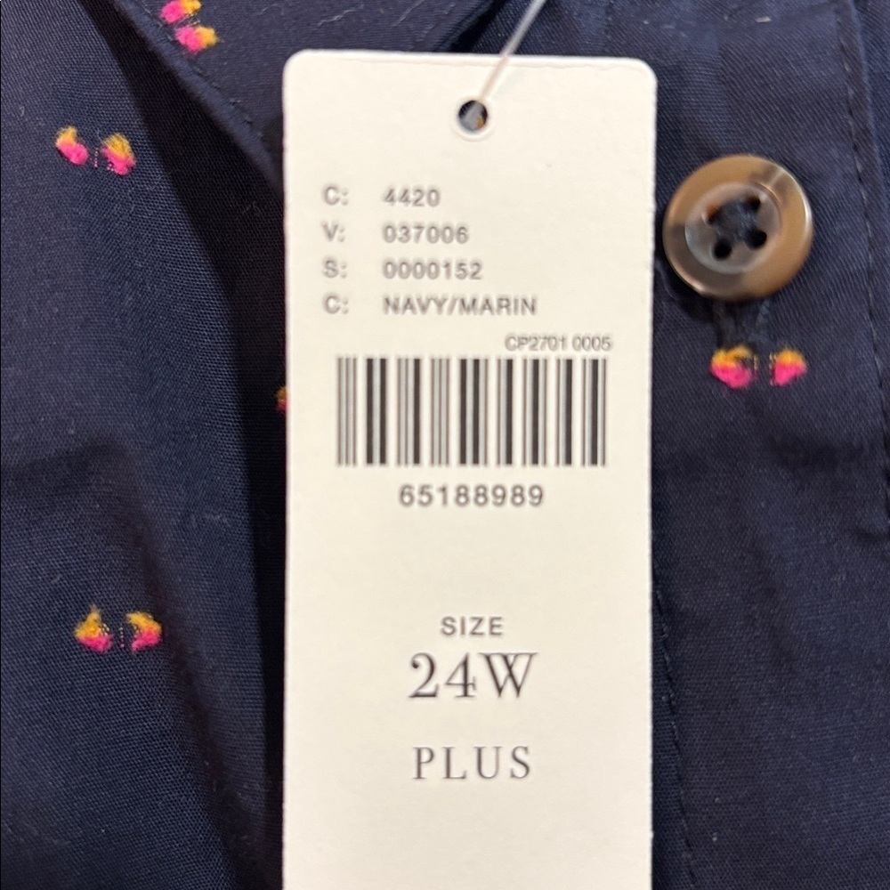 Maeve By Anthropologie Women’s Long Sleeve Button Down Size 24W Navy Dot NWT - Picture 11 of 11
